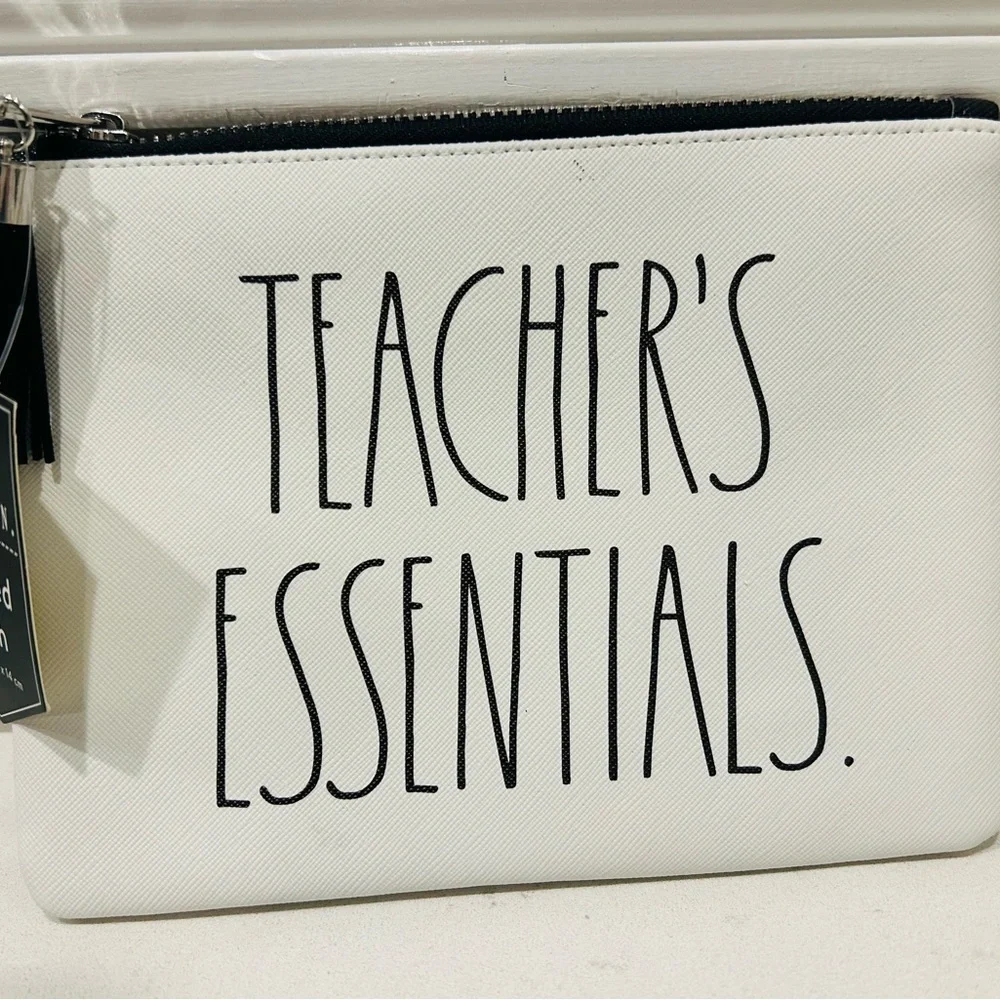 Rae Dunn White Teacher's Essentials Pouch